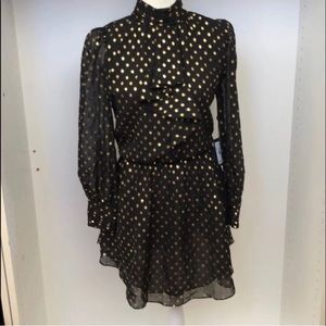 Adrianna Papell disco black gold dot dress